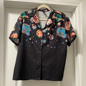 Space-Themed Button-Up Shirt